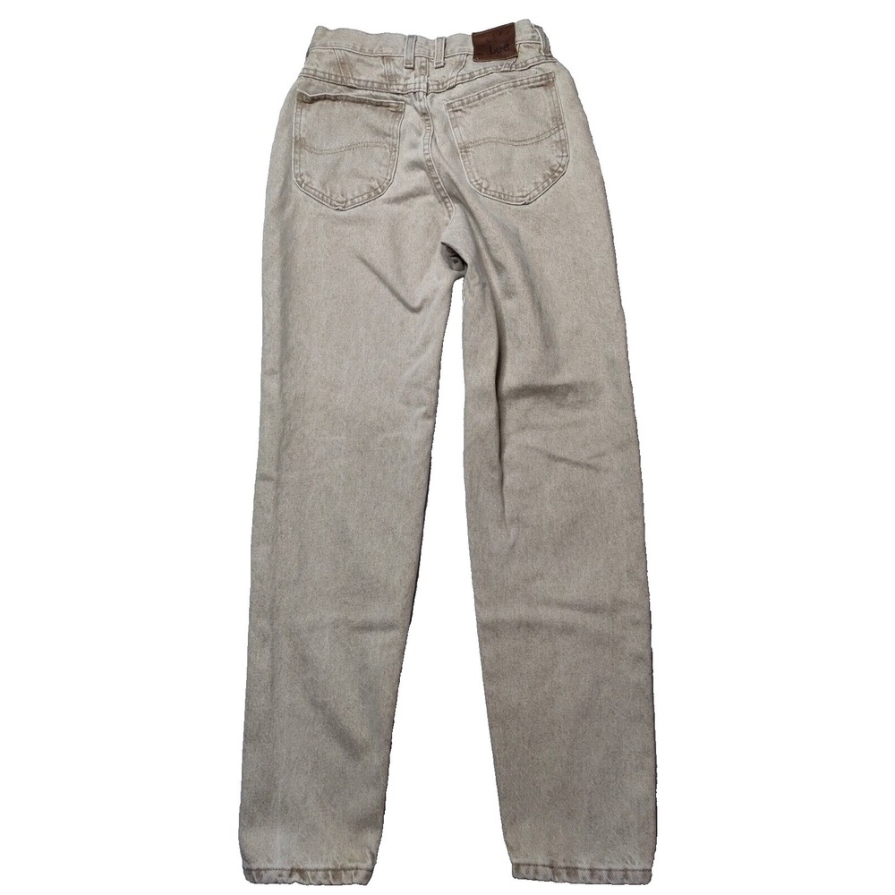 VTG LEE RIVETED Women 8 Medium Cotton Made In‎ USA Tan Wash Mom Jeans